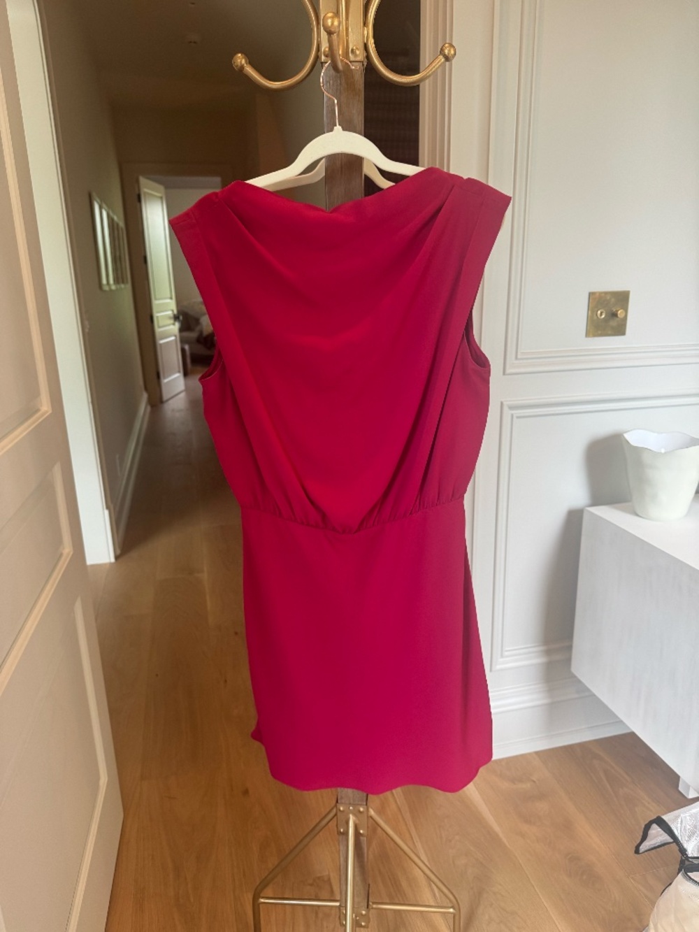 Amanda Urichard Red Cowl Back Cocktail Mini Dress Size L